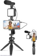AY-49 Multi-Functional Portable Vlogger Kit with Mic, LED Light & Tripod Stand with Remote