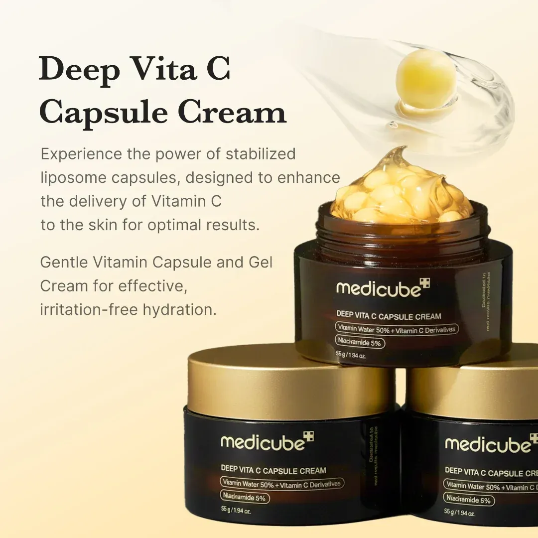 10e8043bfa642cc3a7f3a70ba5255911 Medicube Deep Vita C Capsule Cream 55g | Brightening & Anti-Aging Vitamin C Moisturizer | Glowing Skin Care 55g - Image 1
