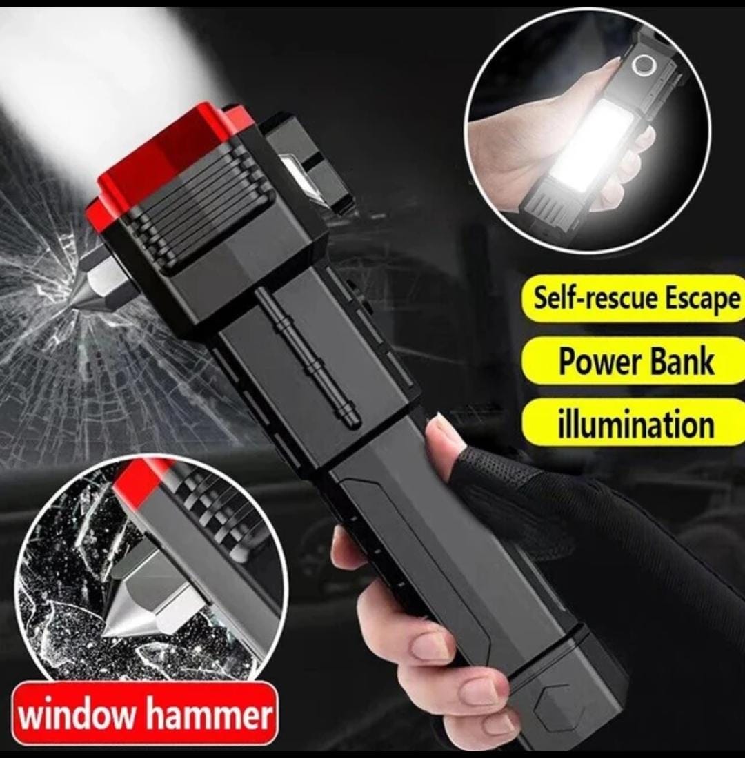 1c839c7e5926eefacd61b67d2eb2589b 3-in-1 Multi-functional Car Emergency Safety Tool (Hammer, Power Bank, Flashlight) - Image 1