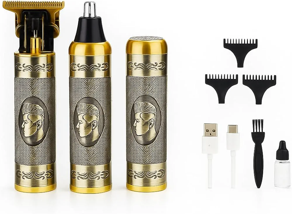 a0546f134cd3b1b799b6e47968d637e9 Professional 3-in-1 Men’s Grooming Kit - Gold Metal Body - Image 1